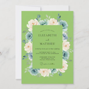 Champagne Pear Ranunculus Eucalyptus Wedding Invitation