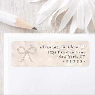 Champagne Pearl Bow Elegant Wedding Return Address
