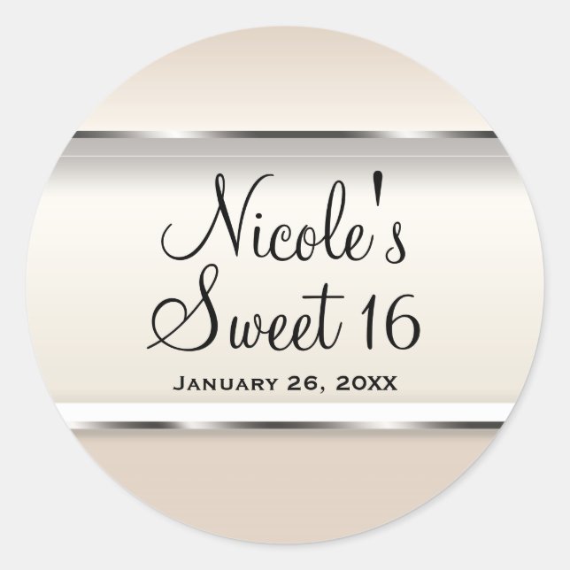 Champagne Pearl Shimmer Chic Wedding Party Favour Classic Round Sticker (Front)