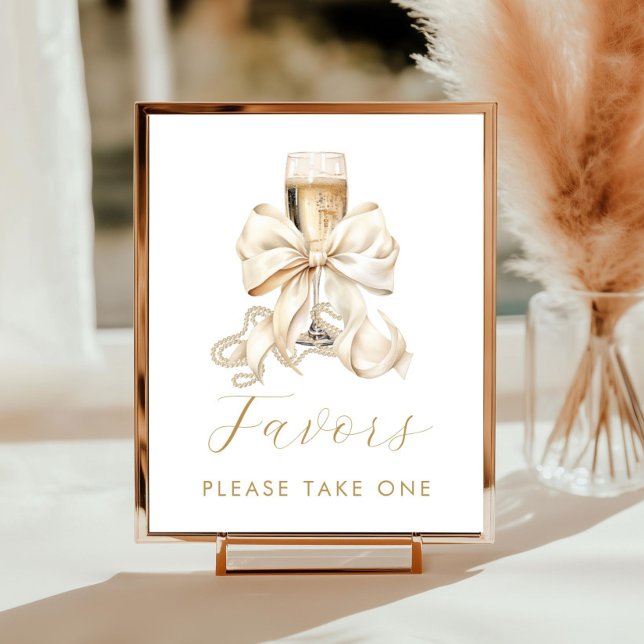Champagne & Pearls Bridal Shower Favour Sign (Champagne and Pearls Bridal Shower Favors Sign)