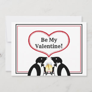 Champagne Penguins Valentine Card