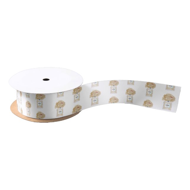 Champagne Peonies and Perfume Floral Satin Ribbon (Spool)