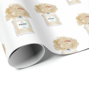Champagne Peonies and Perfume Floral Wrapping Paper