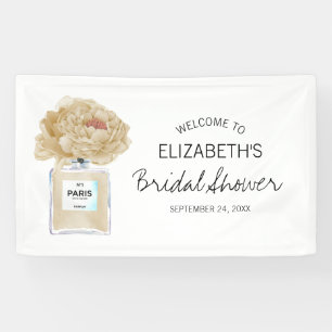 Champagne Peonies Floral Bridal Shower Welcome Banner