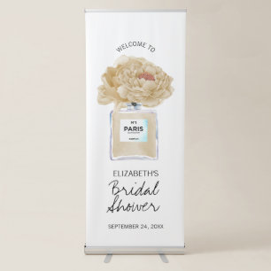 Champagne Peonies Floral Bridal Shower Welcome Retractable Banner