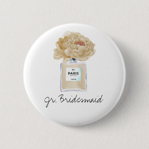 Champagne Peonies & Perfume Jr. Bridesmaid 6 Cm Round Badge