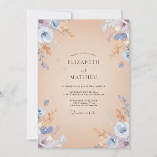Champagne Periwinkle Petal Wedding Invitation