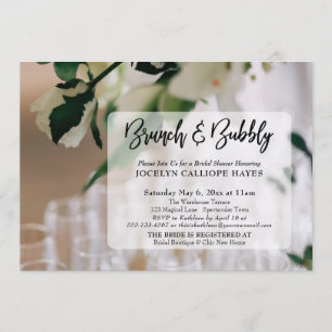 Champagne Photo Brunch & Bubbly Handwriting Invitation