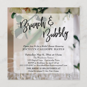 Champagne Photo Brunch & Bubbly Handwriting Invitation
