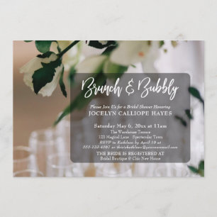 Champagne Photo Brunch & Bubbly Handwriting Invitation
