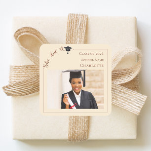 Champagne photo Graduation Party Square Sticker