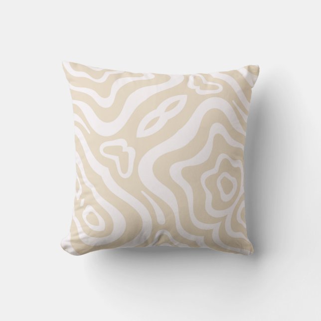 Champagne Pink Abstract Wave Pattern Cushion (Front)