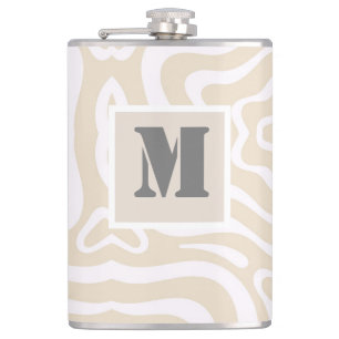 Champagne Pink Abstract Wave Pattern Hip Flask