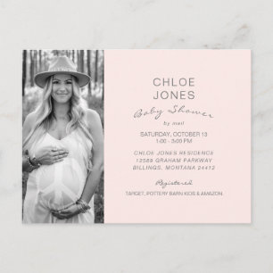 Champagne Pink Baby Shower by Mail B/W Photo  Invitation Postcard