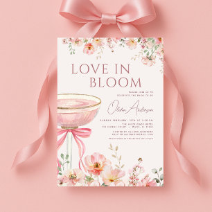 Champagne Pink Bow Love in Bloom Bridal Shower Invitation