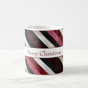 Champagne Pink Burgundy Black Stripes Coffee Mug