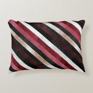 Champagne Pink Burgundy Black Stripes Decorative Cushion