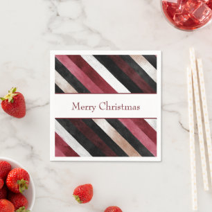 Champagne Pink Burgundy Black Stripes Napkin