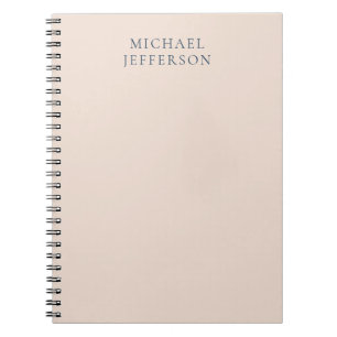 Champagne Pink Color Minimalist Plain Modern Name Notebook