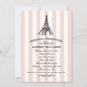 Champagne Pink Eiffel Tower Wedding Shower Invitation