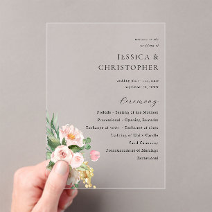 Champagne & Pink Floral Wedding Ceremony Program