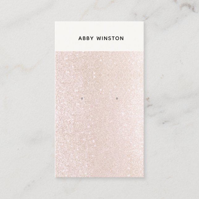 Champagne Pink Glitter Earring Display Business Card (Front)