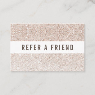 Champagne pink glitter Salon Referral Customer Business Card