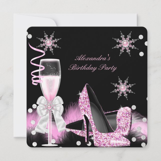 Champagne Pink High Heels Birthday Party Invitation (Front)