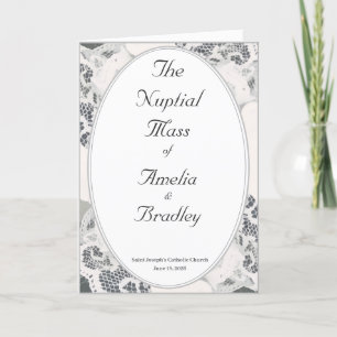 Champagne Pink Lace Catholic Wedding Mass  Programme