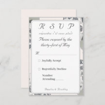 Champagne-Pink Lace Wedding Response Card
