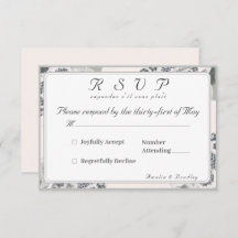 Champagne-Pink Lace Wedding Response Card
