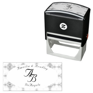 Champagne-Pink Lace Wedding Self-inking Stamp
