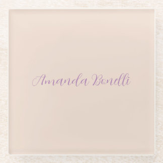 Champagne Pink Plain Simple Minimalist Modern Glass Coaster