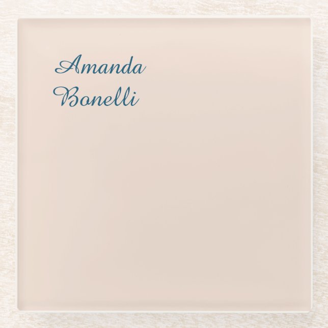 Champagne Pink Plain Simple Minimalist Modern Glass Coaster (Front)