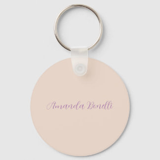Champagne Pink Plain Simple Minimalist Modern Key Ring