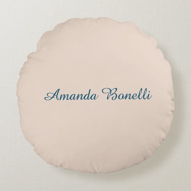 Champagne Pink Plain Simple Minimalist Modern Round Cushion (Front)