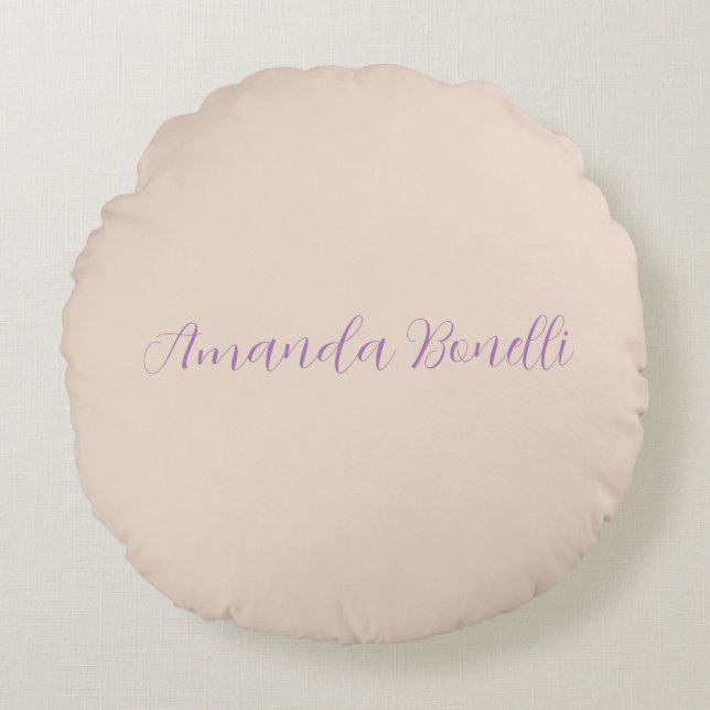 Champagne Pink Plain Simple Minimalist Modern Round Cushion (Front)