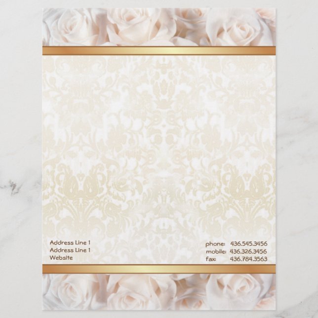 Champagne Pink Rose Elegance Custom Letterhead (Front)