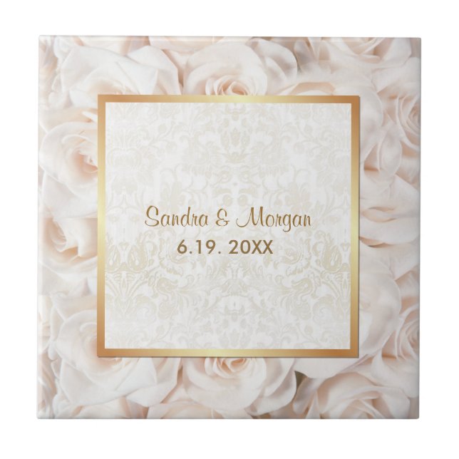 Champagne Pink Rose Elegance Tile (Front)