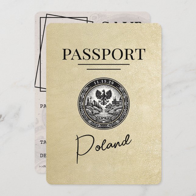 Champagne Poland Passport Save The Date (Front/Back)