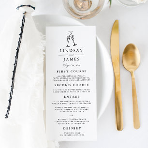 Champagne Pop Wedding Menu Card