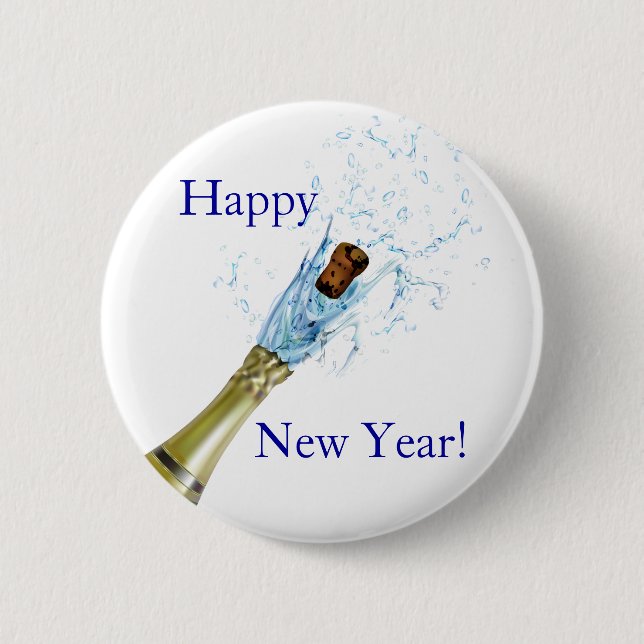 Champagne Popping 6 Cm Round Badge (Front)