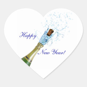 Champagne Popping Heart Sticker