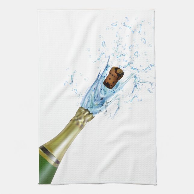 Champagne Popping Tea Towel (Vertical)
