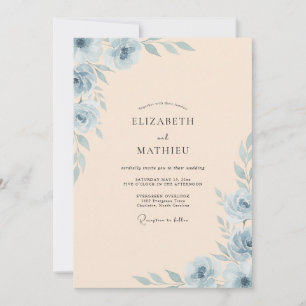 Champagne Powder Leaf Wedding Invitation