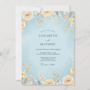 Champagne Powder Petal Wedding Invitation