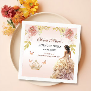 Champagne Princess Dress Quinceañera Birthday Napkin