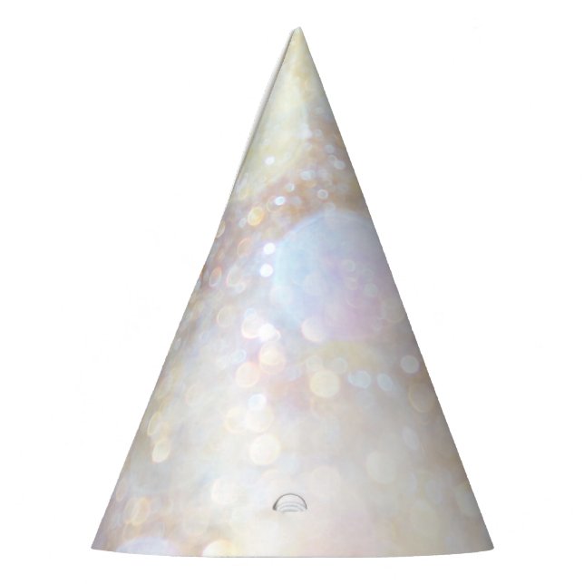 Champagne Rainbow Bokeh Glitter Glam Party Hat (Left)