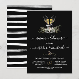 Champagne Rehearsal Dinner floral watercolor Invit Invitation