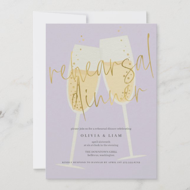 Champagne Rehearsal Dinner Invitation (Front)